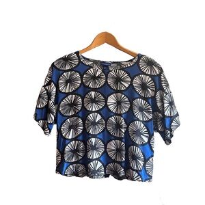 Marimekko x Target Appelsini Top Blouse Womens XS Extra Small Blue Black White